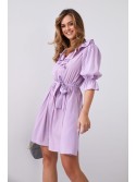 Subtle dress with ruffles at the neckline, lilac 30440 - Online store - Boutique